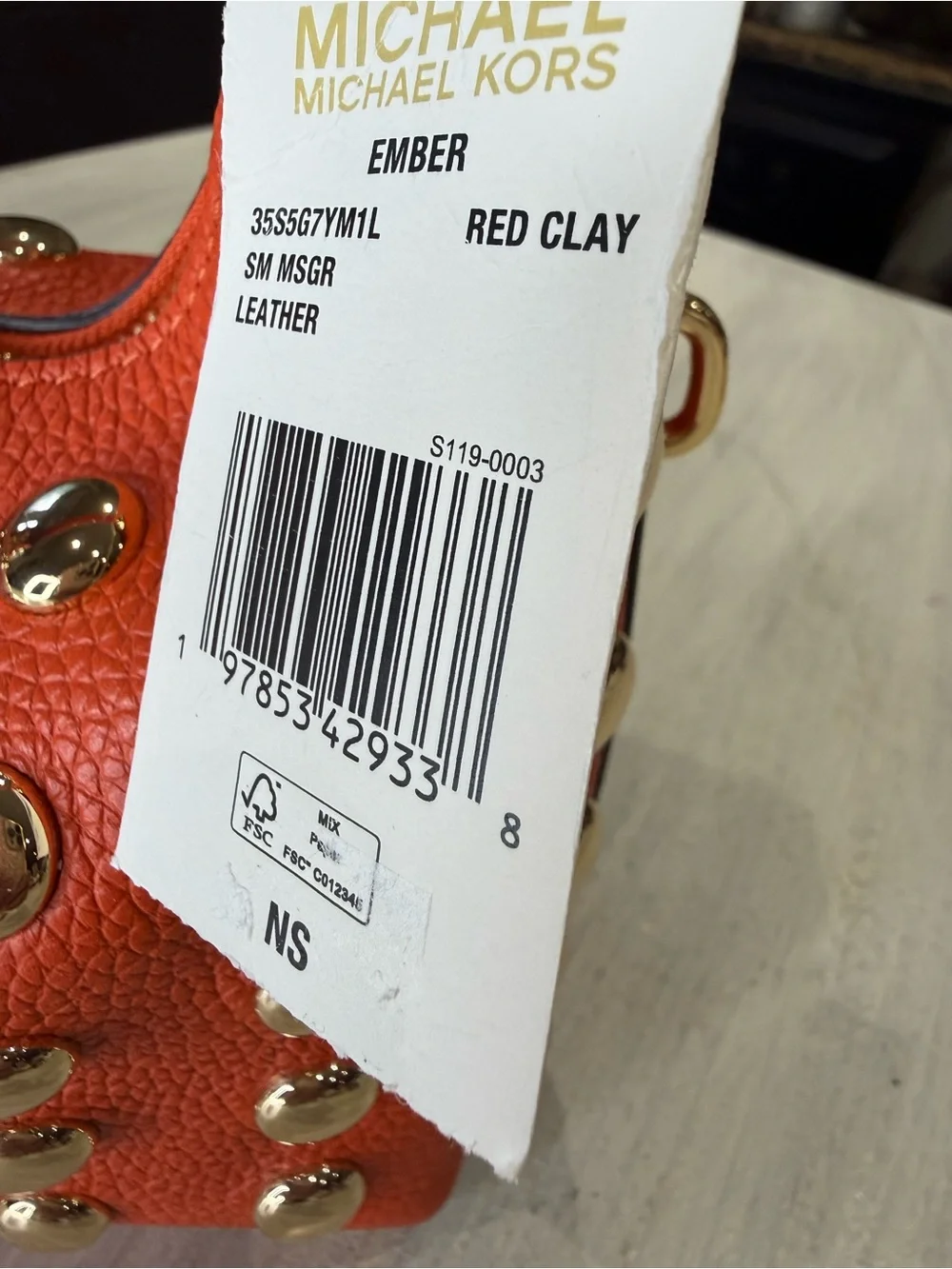 Michael Kors Ember Red Clay Studded Leather Crossbody Hobo